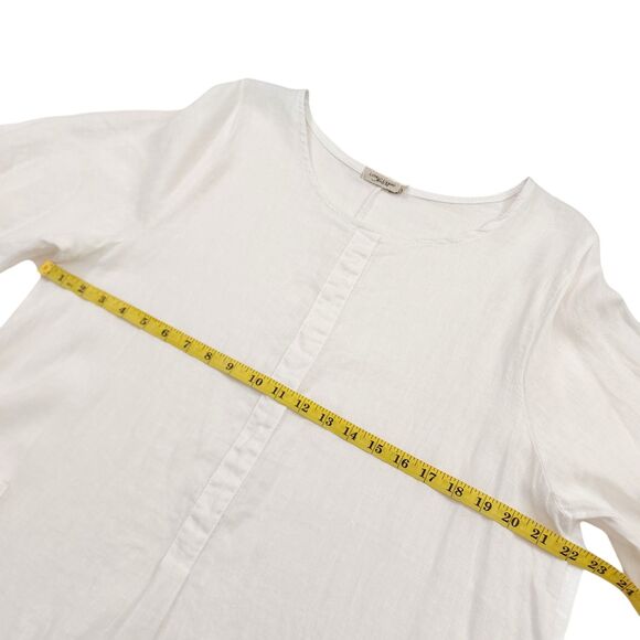 Lungo Larno Dress Womens 1X White Linen Long Sleeve Relaxed Fit Italy Beach - Picture 10 of 12